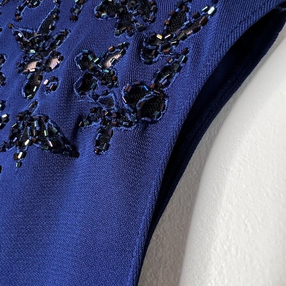 Rimini by Shaw Gown Formal Beaded Top Blue Maxi Women’s 6 - Picture 7 of 13